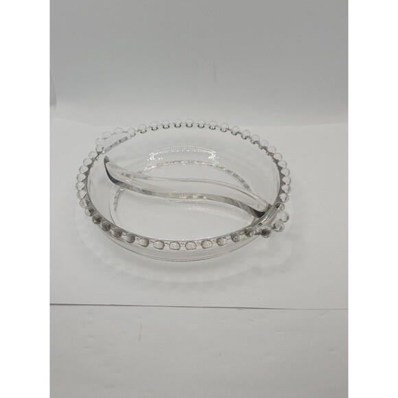 Vintage Candlewick Imperial Clear Glass Divided Relish Dish Beaded Bubble Edge - Picture 6 of 9